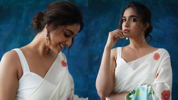 Keerthy Suresh: స్లీవ్ లెస్ చీరలో కీర్తి సురేష్ గ్లామర్ షో.. స్టన్నింగ్ గా 'మహానటి' స్టిల్స్