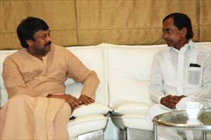 KCR with Chiranjeevi