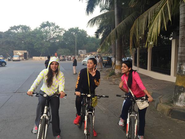 Hansika caught cycling on the road! Hansika caught cycling on the road!