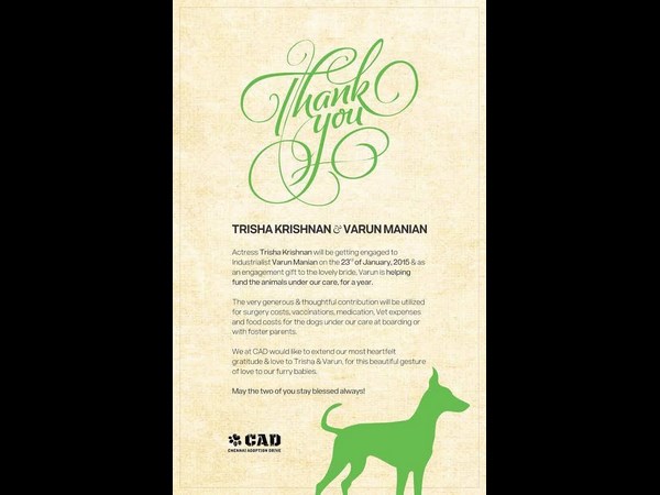 Check out: Trisha Krishnan Engagement Gift