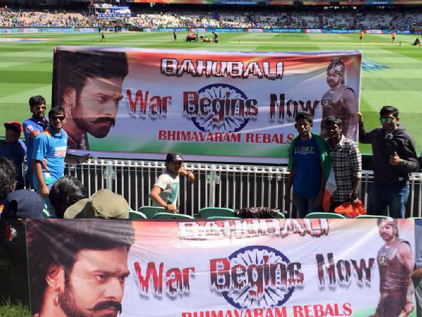 Prabhas' Baahubali Craze In India vs Bangladesh Match At MCG Prabhas' Baahubali Craze In India vs Bangladesh Match At MCG