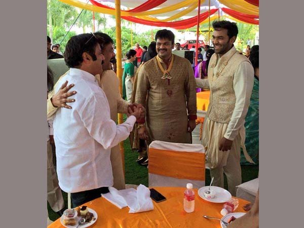 Chiranjeevi-Balakrishna @ Manchu Manoj Pellikoduku Ceremony Chiranjeevi-Balakrishna @ Manchu Manoj Pellikoduku Ceremony