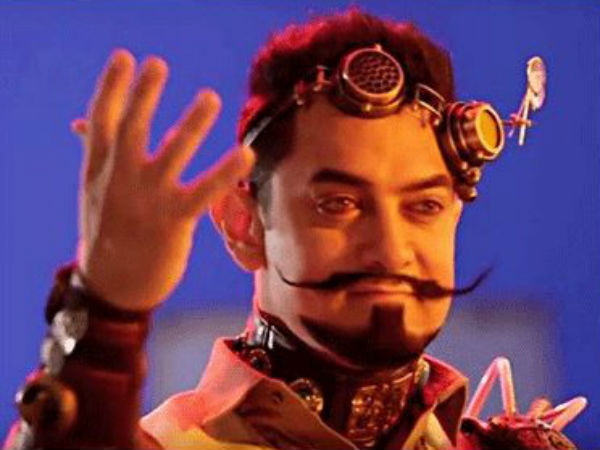 Aamir Khan in strange head gear and pointed moustache for his New Movie 