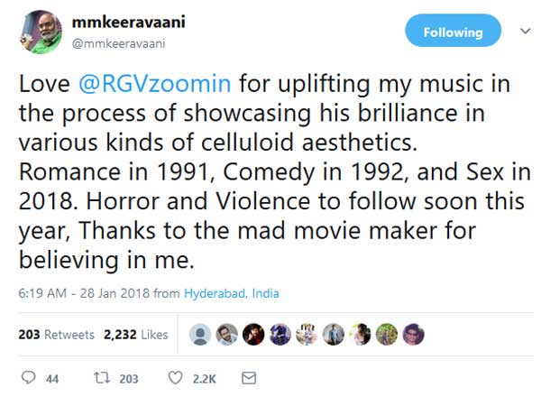 పిచ్చి దర్శకుడు..: కీరవాణి ట్వీట్