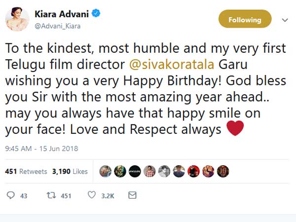 కొరటాల కోసం కైరా అద్వానీ