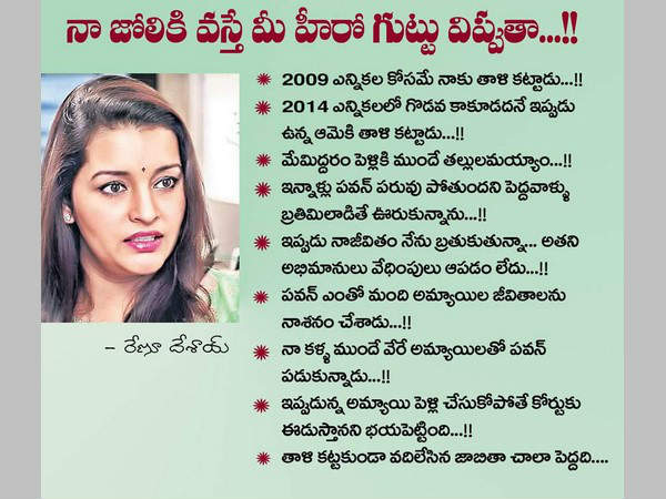 దీనిపై స్పందించాలని రేణు దేశాయ్‌పై ఒత్తిడి