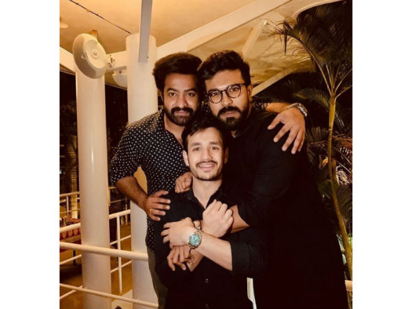NTR, Ram Charan, Akhil Akkineni at Mr Majnu Party