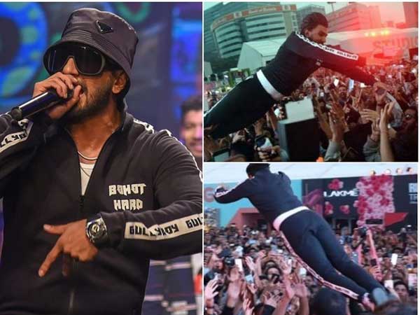 అభిమానులపై దూకి