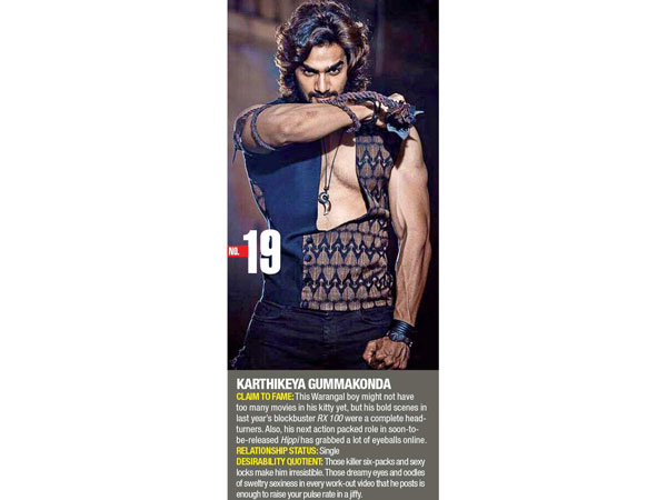  Kartikeya at 19th place in Hyderabad Times Most Desirable Men 2018