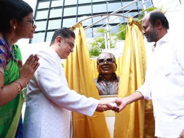 Kamal Hassan Unveils K Balachandrer Statue In RK FIlm Office Kamal Hassan Unveils K Balachandrer Statue In RK FIlm Office