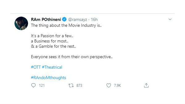  Ram Pothineni Counters On OTT Release Instead Of Theaters