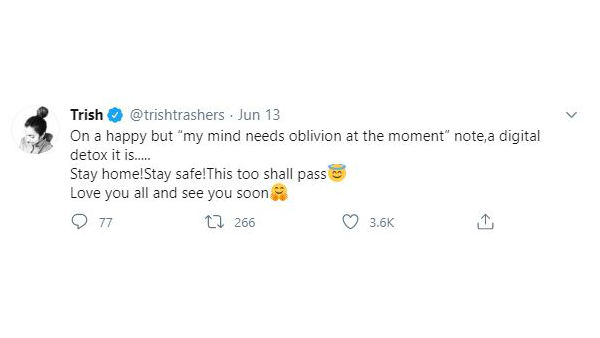 Trisha Krishnan Tweet Goes Viral