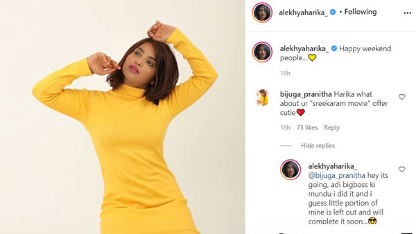 భారీ సినిమాలో చేస్తున్నానని రివీల్ చేసింది