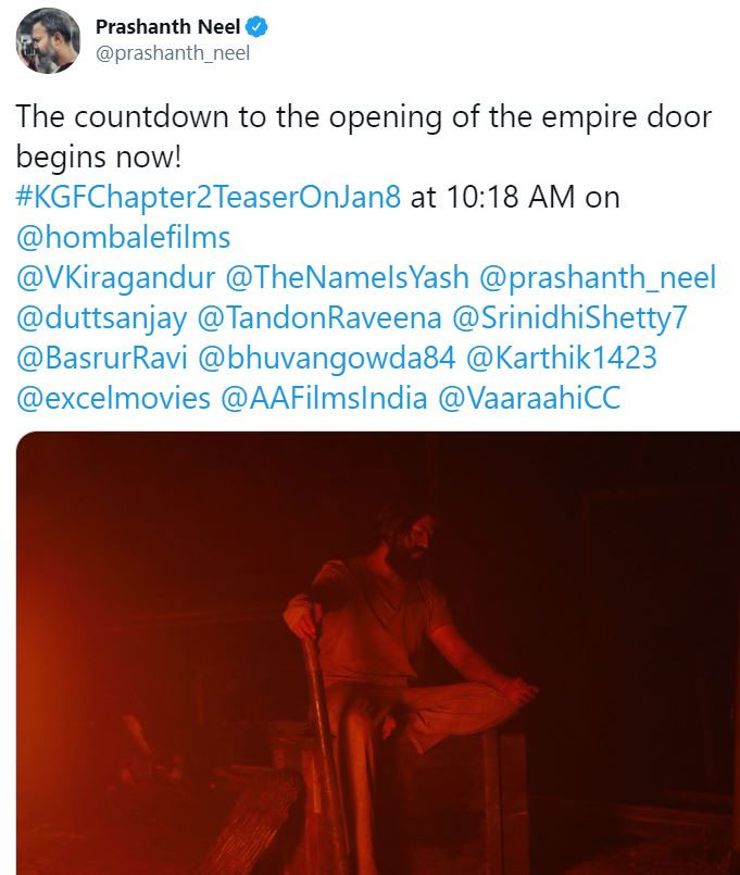 Prashanth Neel Tweet About KGF Chapter 2 Teaser Date
