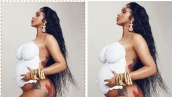 నగ్నంగా గర్బాన్ని ప్రదర్శిస్తూ