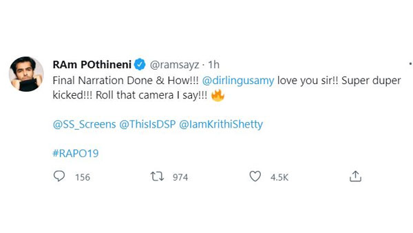 Ram Pothineni Tweet about Lingusamy Movie