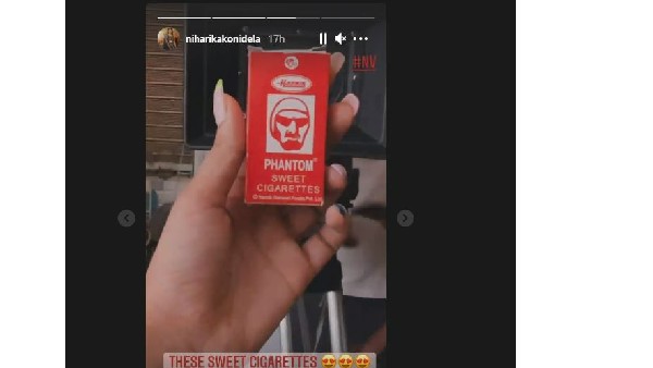 నిహారిక చేతిలో స్వీట్ సిగరెట్ ప్యాకెట్