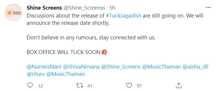 Shine Screens Clarity about Nanis Tuck Jagadish Release Shine Screens Clarity about Nanis Tuck Jagadish Release