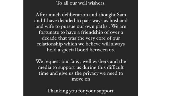 విడాకులు ప్రకటించిన సమంత, చైతన్య