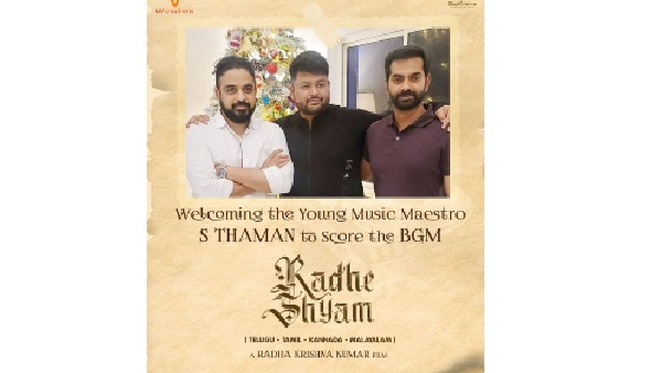  Thaman Onboard for Prabhass Radhe Shyam
