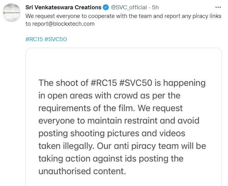 Ram Charan and S. Shankar Movie Unit Request to All