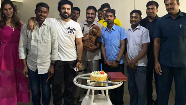 Ram Charan celebrates his driver nareshs birthday with a special cake