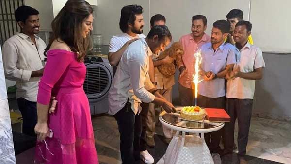 Ram Charan celebrates his driver nareshs birthday with a special cake
