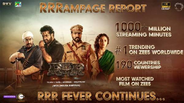 RRR Gets 1000 Million Streaming Minutes in ZEE5
