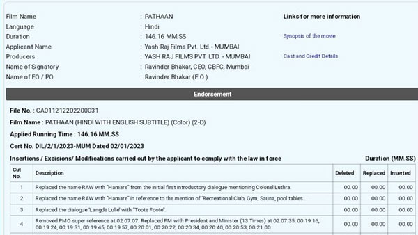 సెన్సార్ బోర్డ్ సర్టిఫికేట్..