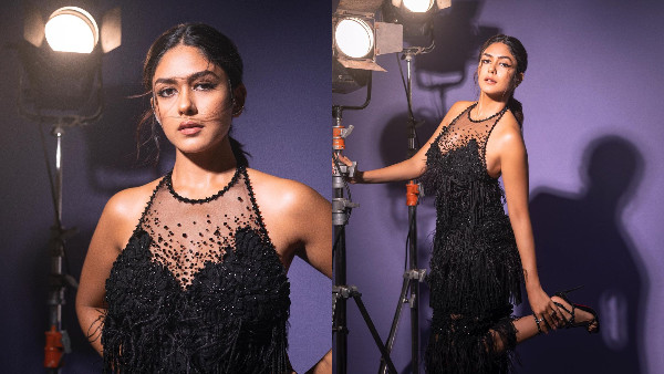 Mrunal Thakur Stunning Look In Black Colour Sleeveless Dress At GQ 35