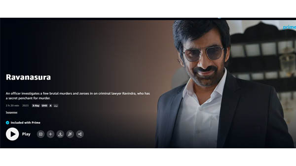 RAVANASURA Movie Streaming Starts On Amazon Prime