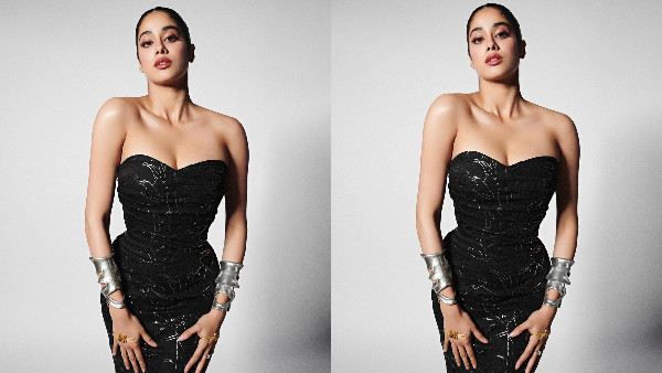 Janhvi Kapoor Gorgeous Looks In Black Colour Sleeveless Dress With Manish Malhotra
