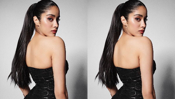 Janhvi Kapoor Gorgeous Looks In Black Colour Sleeveless Dress With Manish Malhotra