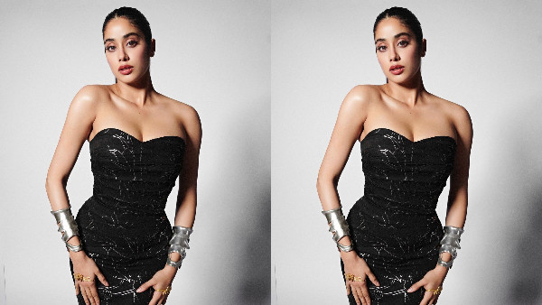 Janhvi Kapoor Gorgeous Looks In Black Colour Sleeveless Dress With Manish Malhotra