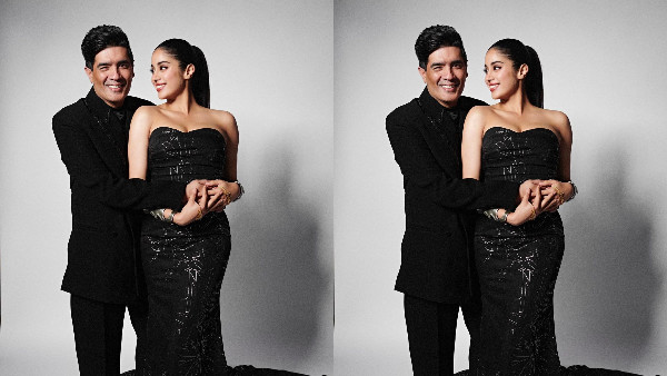 Janhvi Kapoor Gorgeous Looks In Black Colour Sleeveless Dress With Manish Malhotra