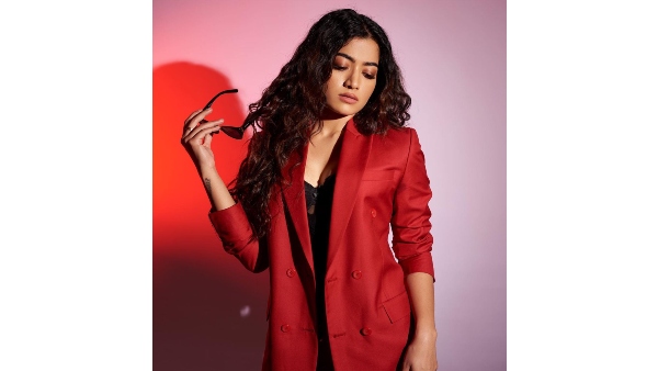 Rashmika Mandanna Stylish Looks In Latest Red Colour Blazer Photoshoot