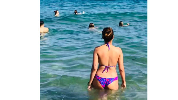 Telugu Actress Shreya Dhanwanthary Hot Ravishing Looks In Bikini At Beach