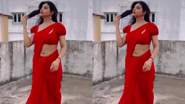 Jabardasth Priyanka Singh Stunning Hot Video In Red Colour Saree