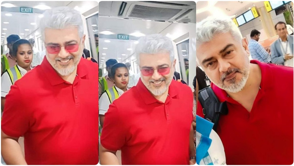 Star Hero Ajith Kumar Captured With Big Belly Fat In Airport