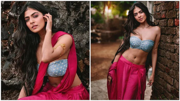 Malavika Mohanan Stunning Look In Latest Blue And White Lined Suit