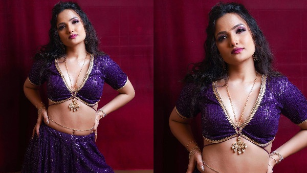 Bigg Boss Fame Siri Hanumanth Adorable Looks In Latest Purple Colour Dress