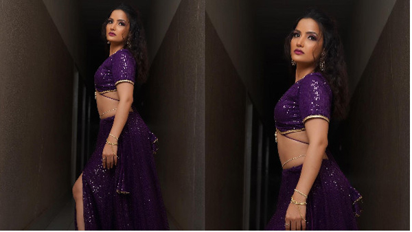 Bigg Boss Fame Siri Hanumanth Adorable Looks In Latest Purple Colour Dress