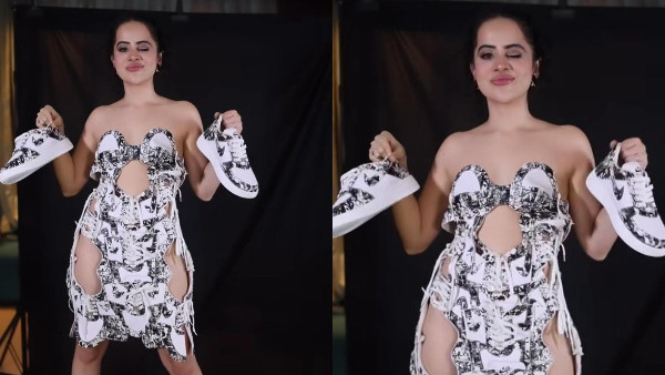 Urfi Javed Stunning Look In Latest Shoes Made Sleeveless Dress Urfi Javed Stunning Look In Latest Shoes Made Sleeveless Dress