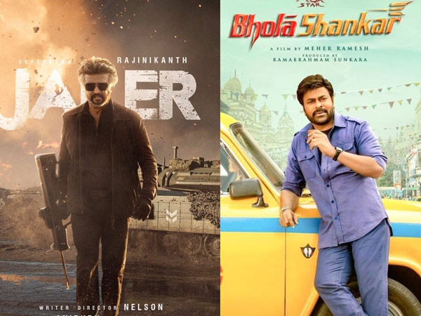 Rajinikanths Jailer and Chiranjeevis Bholaa Shankar movie day 1 advance booking collections worldwide