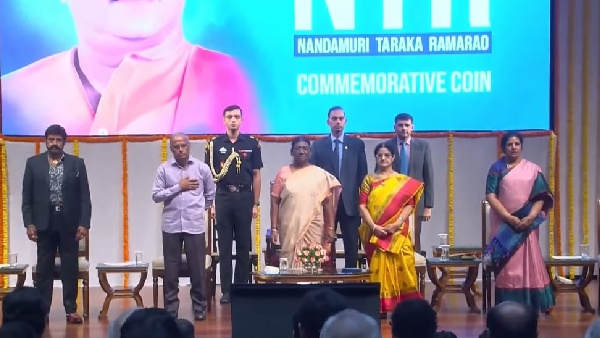 President of India Draupadi Murmu Releases NTR 100 Rupees Coin