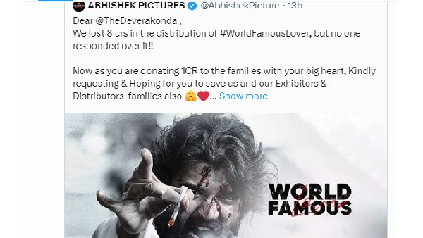 Vijay Deverakonda fans befitting reply to Abhishek Pictures tweet over World Famous Lover 6 crores losses
