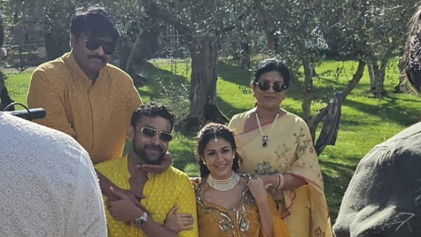  Varun Tej and Lavanya Tripathi Haldi function photos goes Viral: Chiranjeevi looks Stylish