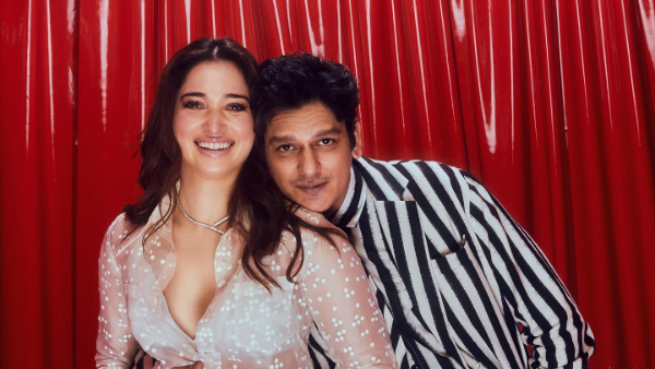 Tamannah Bhatia pulls boyfriend Vijay Varma tie at Jio World Plaza openings Ramp Walk