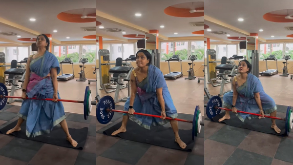 Actress Pragathi Shared Gym Video in Saree Video Goes Viral