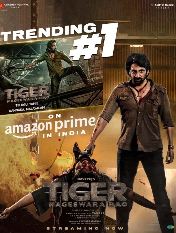Tiger Nageswara Rao Movie Trending Top in India Wide in Amazon Prime Tiger Nageswara Rao Movie Trending Top in India Wide in Amazon Prime